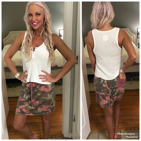 ❤️LAST 1! Knit High Waist Drawstring Camo Skirt! - Picture 4 of 6